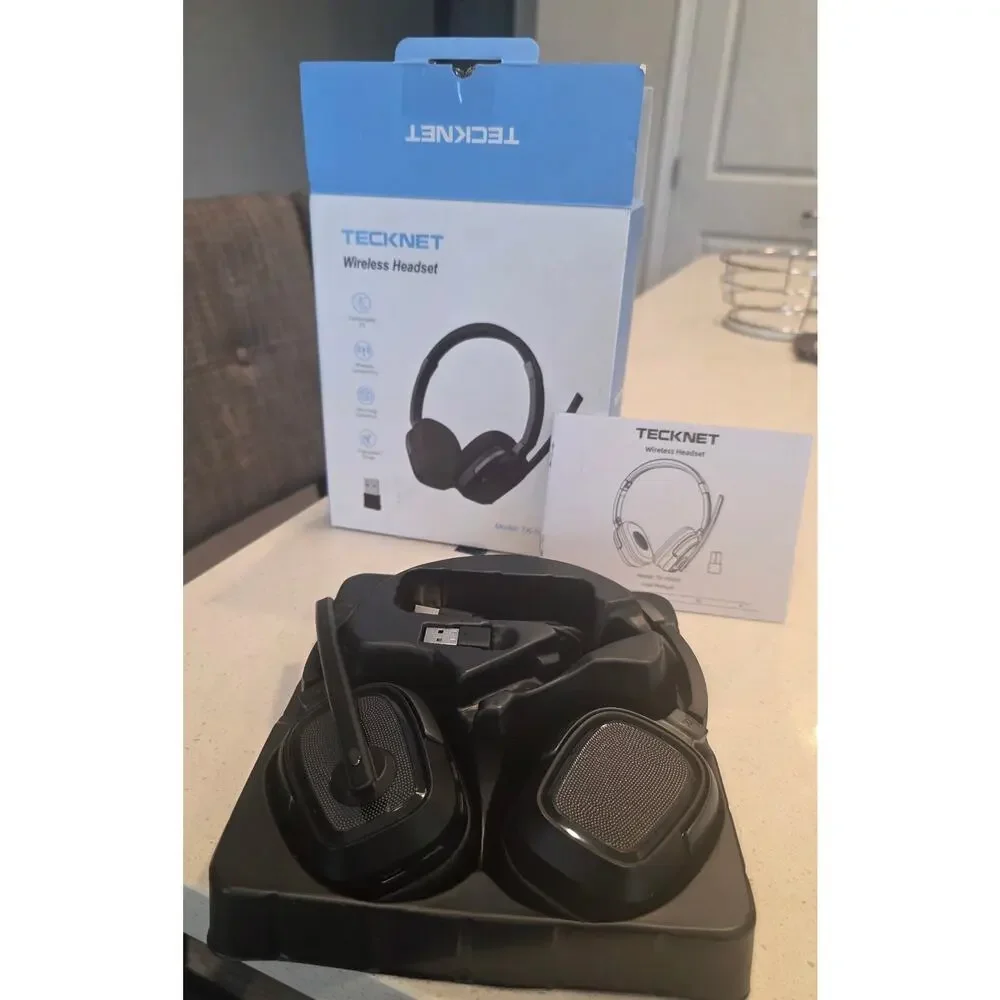 Wireless Headset with 50H Playtime & Mute for Office or Truckers